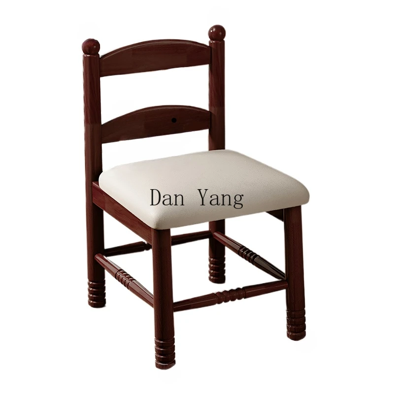 

DY retro stool living room small chair solid wood soft bag backrest chair home stool square stool small bench