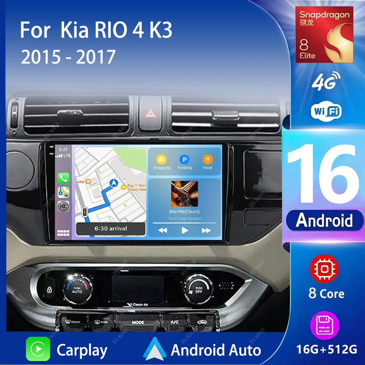 Radio Multimedia para Auto con Pantalla 2K y Android 16 Carplay para Kia RIO 4 K3 2011-2015, Autoradio GPS Estéreo 2din
