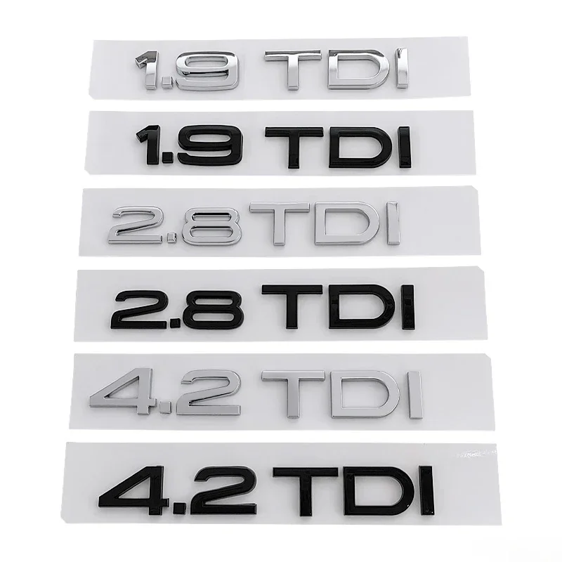 3D ABS Letters 1.9 TDI 2.8 TDI 4.2 TDI Rear Boot Trunk Logo Emblem Sticker For Audi A3 A4 A6 A8 Q3 Q5 Q7 Q8 Car Accessories