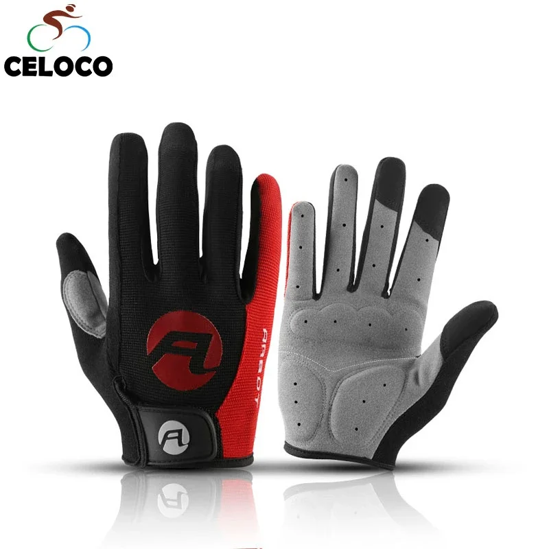 Cycling Anti-slip Full Finger Gloves MTB Bike Gloves Men Women Shock-absorbing Warm Breathable Sports Gloves