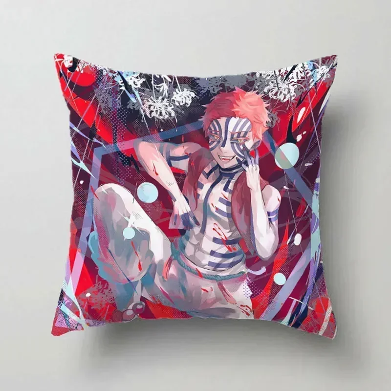 Pillow Cover Kibutsuji Muzan Home Decor Anime Demon Akaza Slayer Pillowcase Cartoon Character Office Chair Bed Living Room