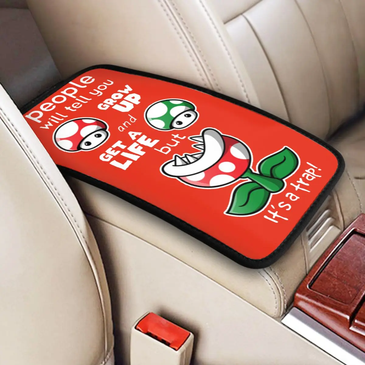 Super Marios It's A Trap Center Console Cover Pad for Cars Car Interior Cushion Non-slip Armrest Cover Mat