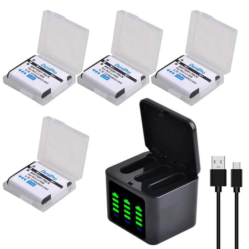 DuraPro DB-110 1270mAh Battery +LED Dual Charger for Ricoh DB-110 GR Series Ricoh GR III, GR IIIx, Theta X, WG-6, G900 Cameras