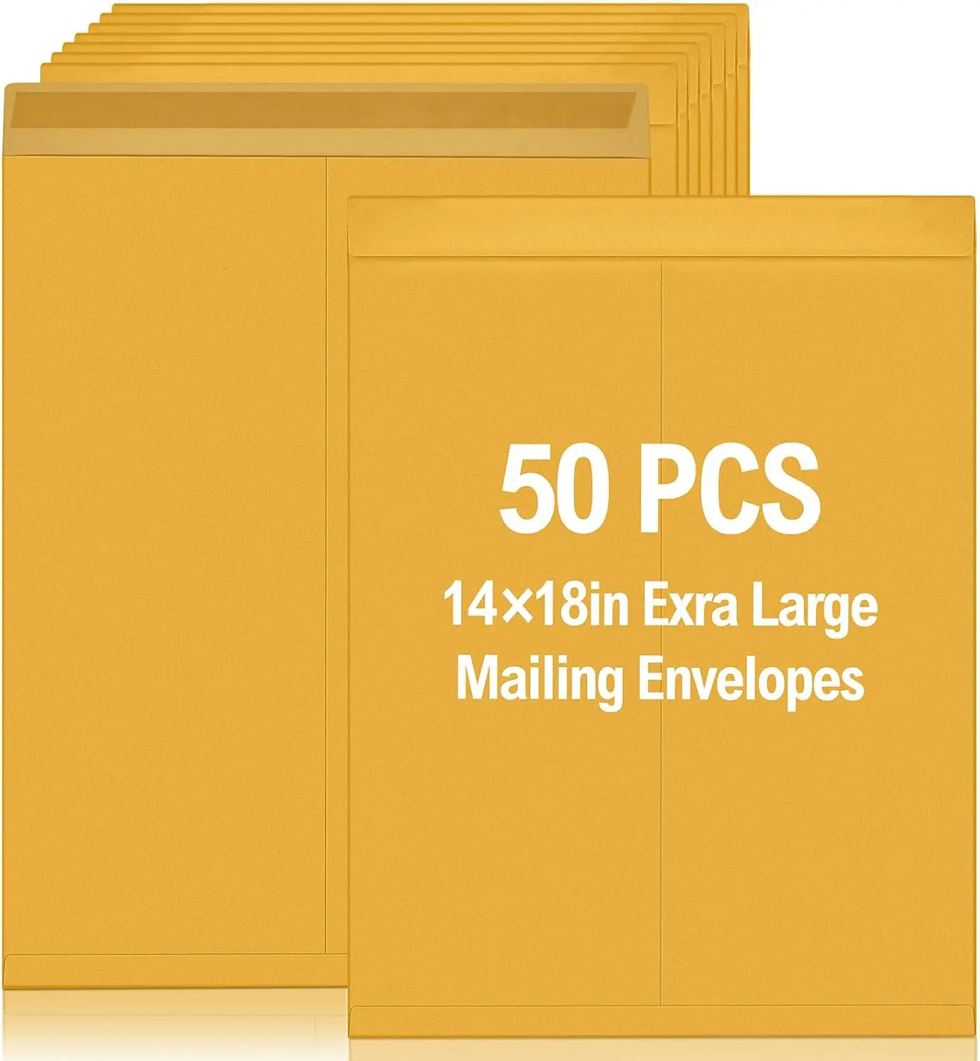

50 Pcs 14" x 18" Extra Large Jumbo Manilla Envelopes, 32lb, Gummed Flaps, for Documents, Office Supplies, Yellow