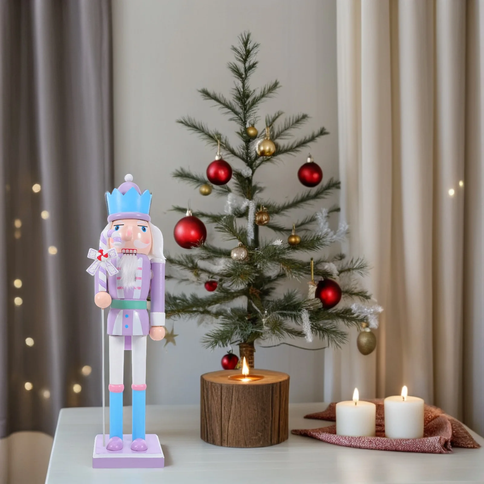 

Wooden Nutcracker Soldier 38 Cm Classic Christmas Holiday Decoration for Mantel Table Fireplace Festive Puppet