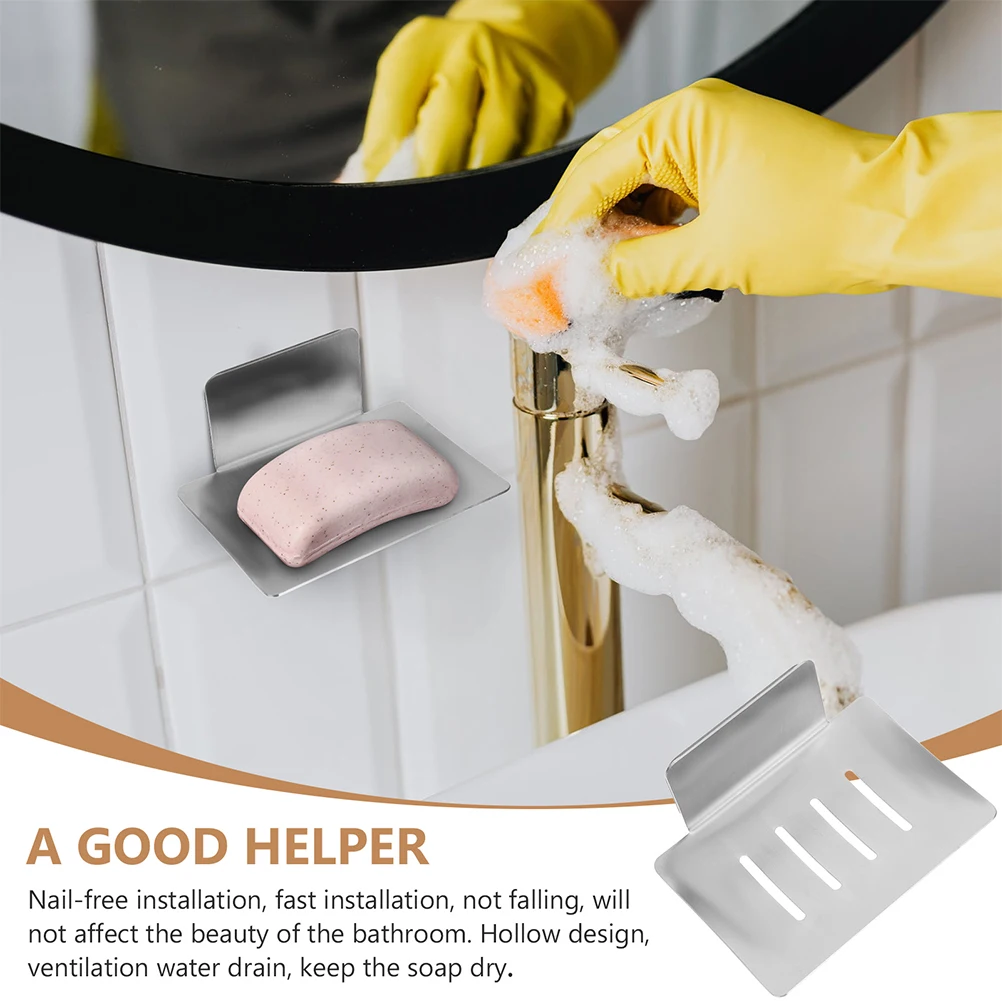 

Dish Stainless Draining Soap Holder Steel Bathroom Kitchen ganizer No Punch Mount Holder Soap Tray Case Tray St