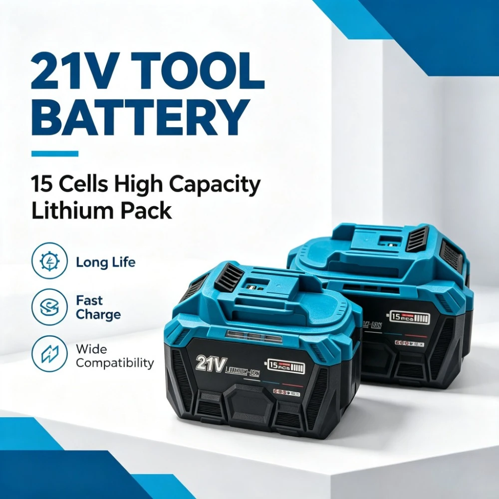 21V 6.0Ah Lithium Ion Battery Pack With USB Type-C Emergency Power Bank LED Indicator For Slide Type Power Tools