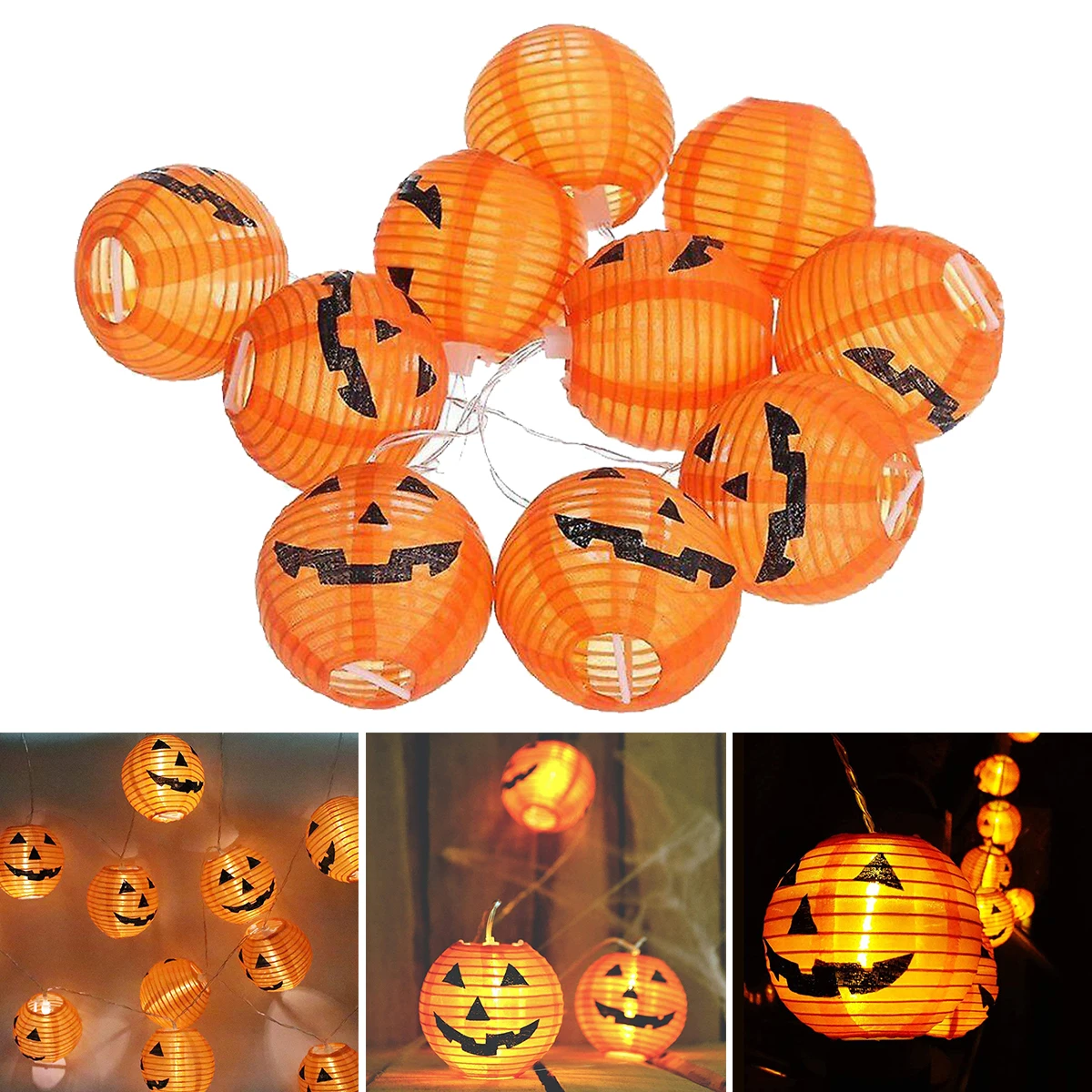 

1pc Foldable Halloween String Lights, Battery Operated, 3D Pumpkin Bat Ghost Lights, Halloween Decoration(Battery Not Included)