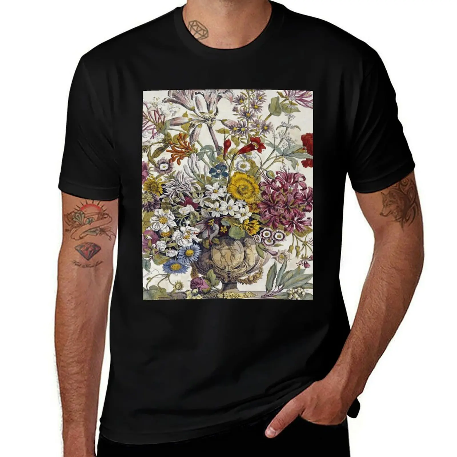 Robert Furber - Twelve Months Of Flowers T-Shirt Casual Loose Fit Short Sleeve T-Shirt