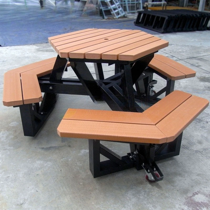 طاولات وكراسي طاولات وكراسي خشبية صديقة للبيئة من الخشب البلاستيكي وطاولة طعام من قطعة واحدة ومجموعة كراسي ذات مناظر طبيعية خلابة