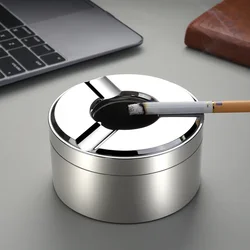 304 Stainless Steel Ashtray with Cover High-end Atmosphere Office Home Living Room Fully Sealed Anti-fly Ash Anti-odor Ashtray