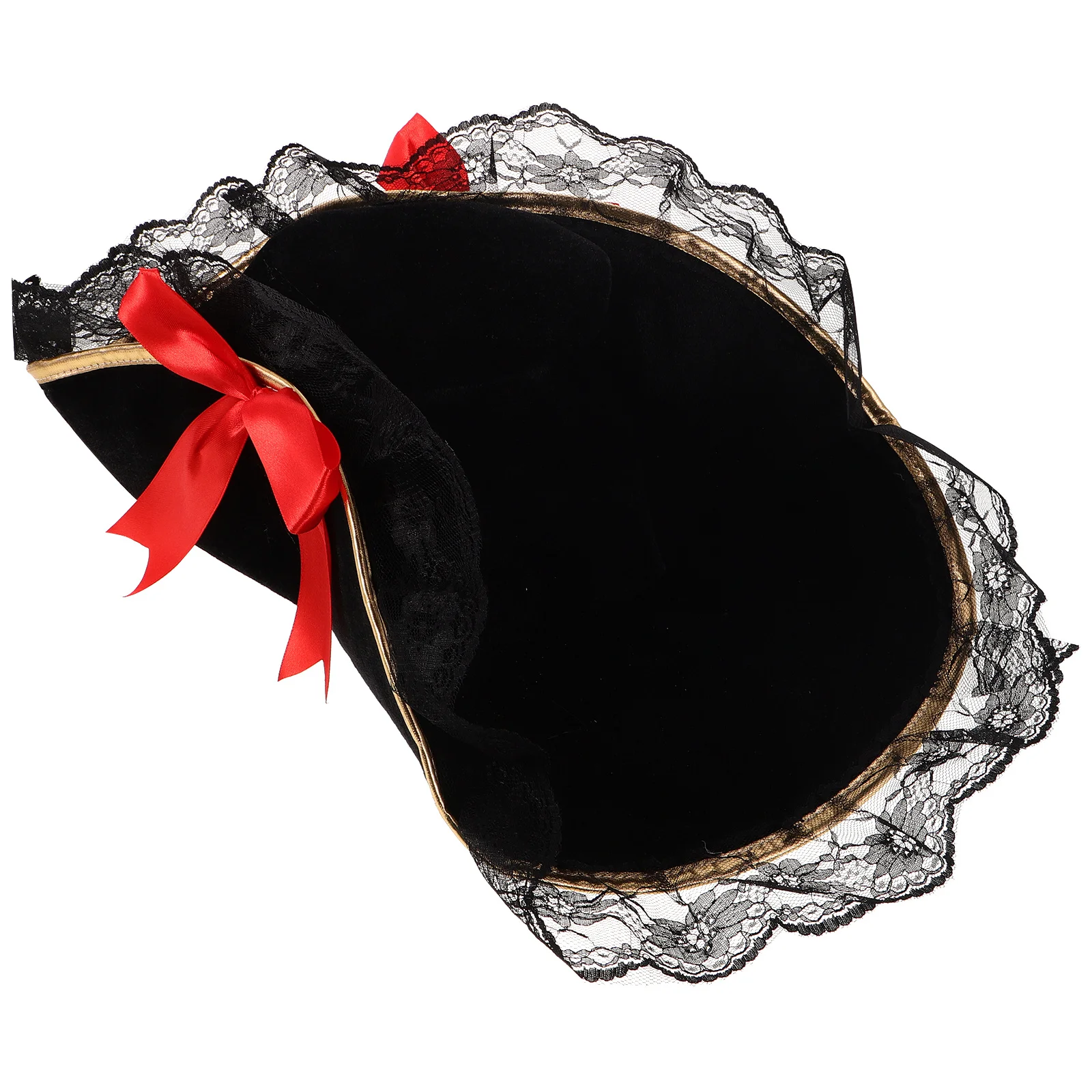 Arco vermelho pirata capitão bucaneiro chapéu renda guarnição traje de halloween pirata headwear festa cosplay para mulheres adultos