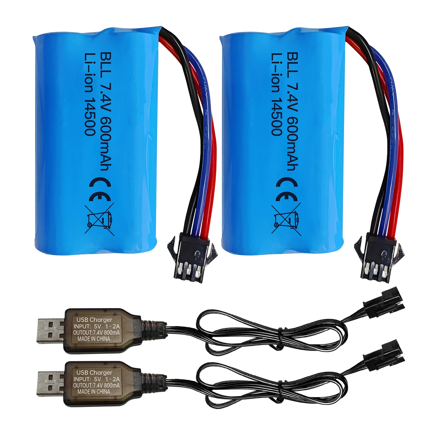 7.4V 600mAh 2S Li-ion Battery SM-3P Plug with USB for DE82 TK3086B G20601 RC Toy Car,TK-3082B Special Effects Flip Car Battery
