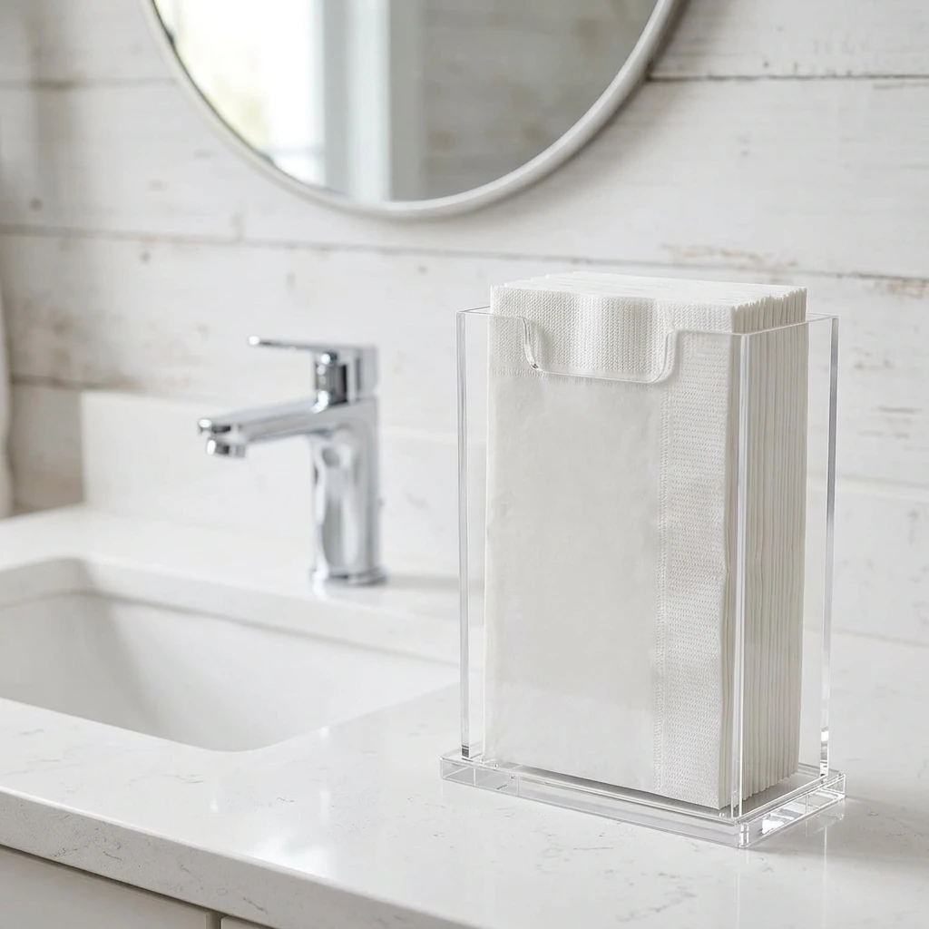 Splashproof Napkin Holder Transparent for Kitchen Bathroom Clear Acrylic Paper Towel Dispenser Stand Modern Home Organizer