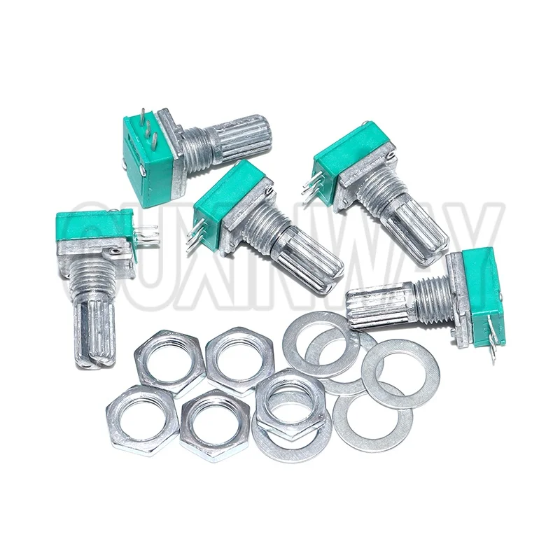 5PCS 3Pin RK097N Potentiometer B100K B1K B5K B10K B20K B50K B500K RK097 Potentiometers Audio Amplifier Sealing