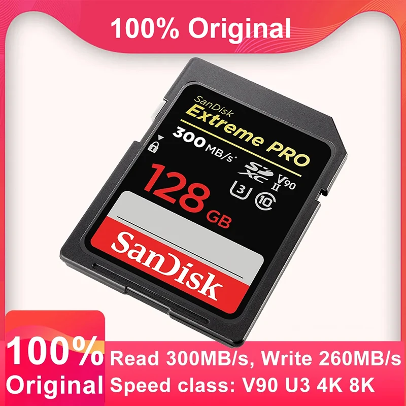 بطاقة الذاكرة الأصلية 64 جيجابايت Extreme Pro 128 جيجابايت بطاقة SD SDHC/XC Class10 ماكس 256 جيجابايت سرعة القراءة 300 متر/الثانية UHS-II U3 للكاميرا الرقمية SLR