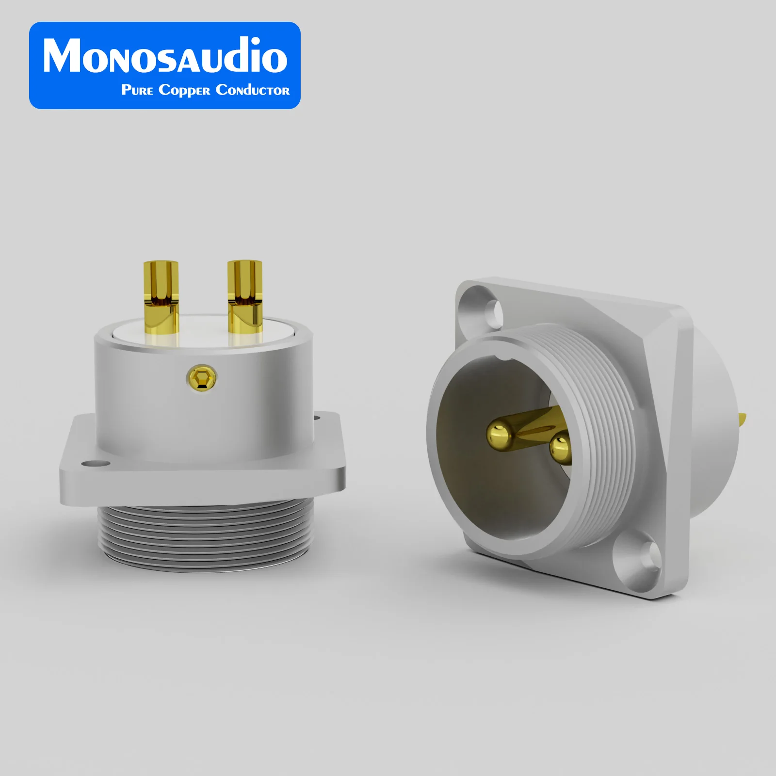 Monosaudio GM16G GM12G Pure Copper Gold Plated XLR 2 Pin Male Female Socket Panel Mount Chassis Socket Connector Adapter