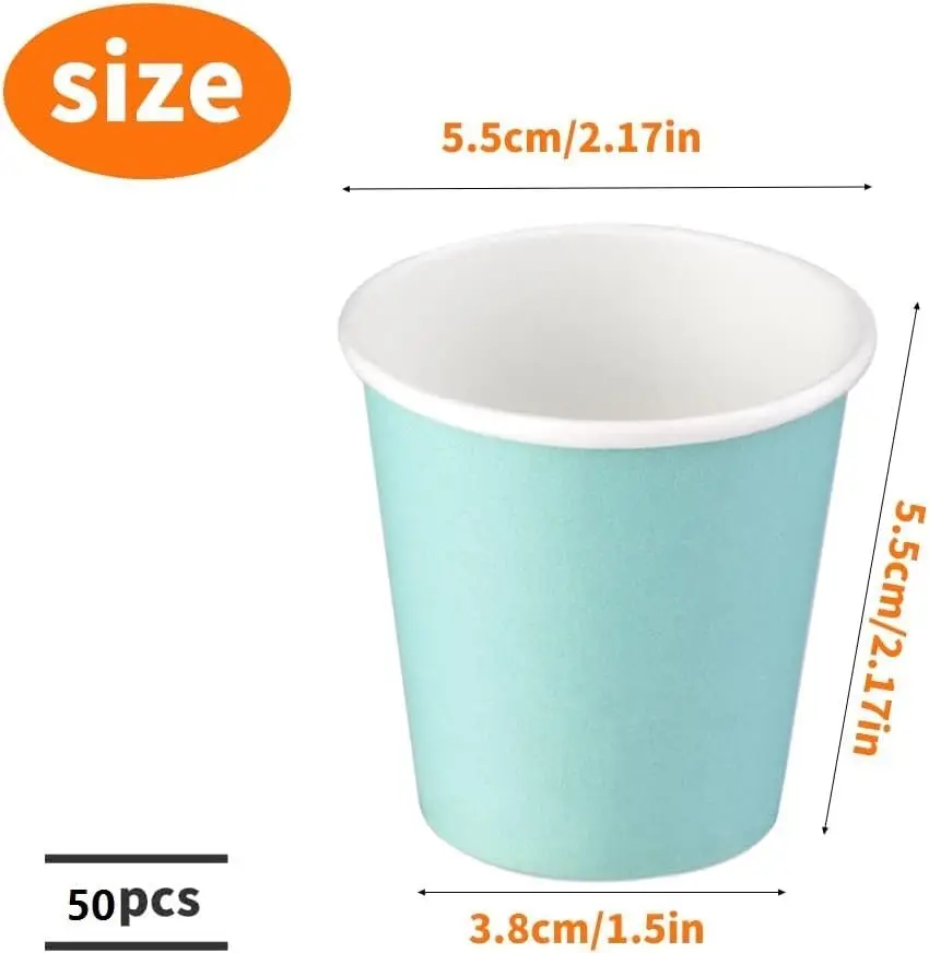 50 Pack Bathroom Cups, 3 oz Small Paper Cups, Blue Mouthwash Cups | Paper Espresso Cups for Bathroom, Mouthwash, Espresso