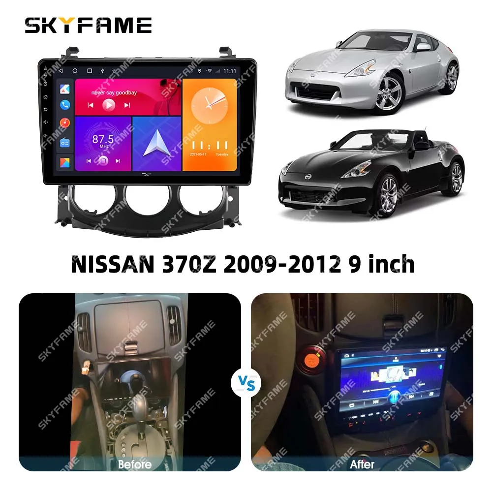 SKYFAME Adattatore per fascia per telaio auto Decodificatore Canbus Box Kit pannello di montaggio per cruscotto radio Android per Nissan 370Z