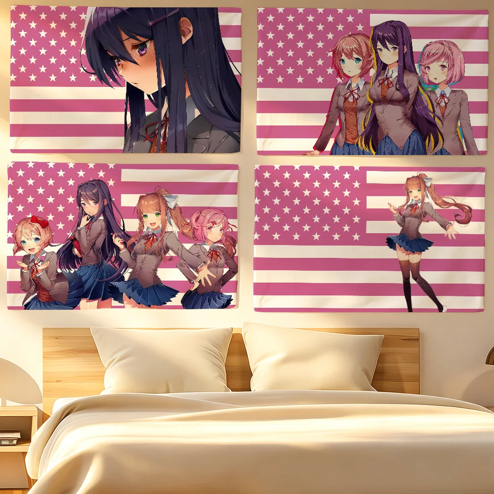 Game D-DDLC Flag Tapestries For Classroom Dormitory Camping Picnic Party Cheering Home Indoor Outdoor Decor