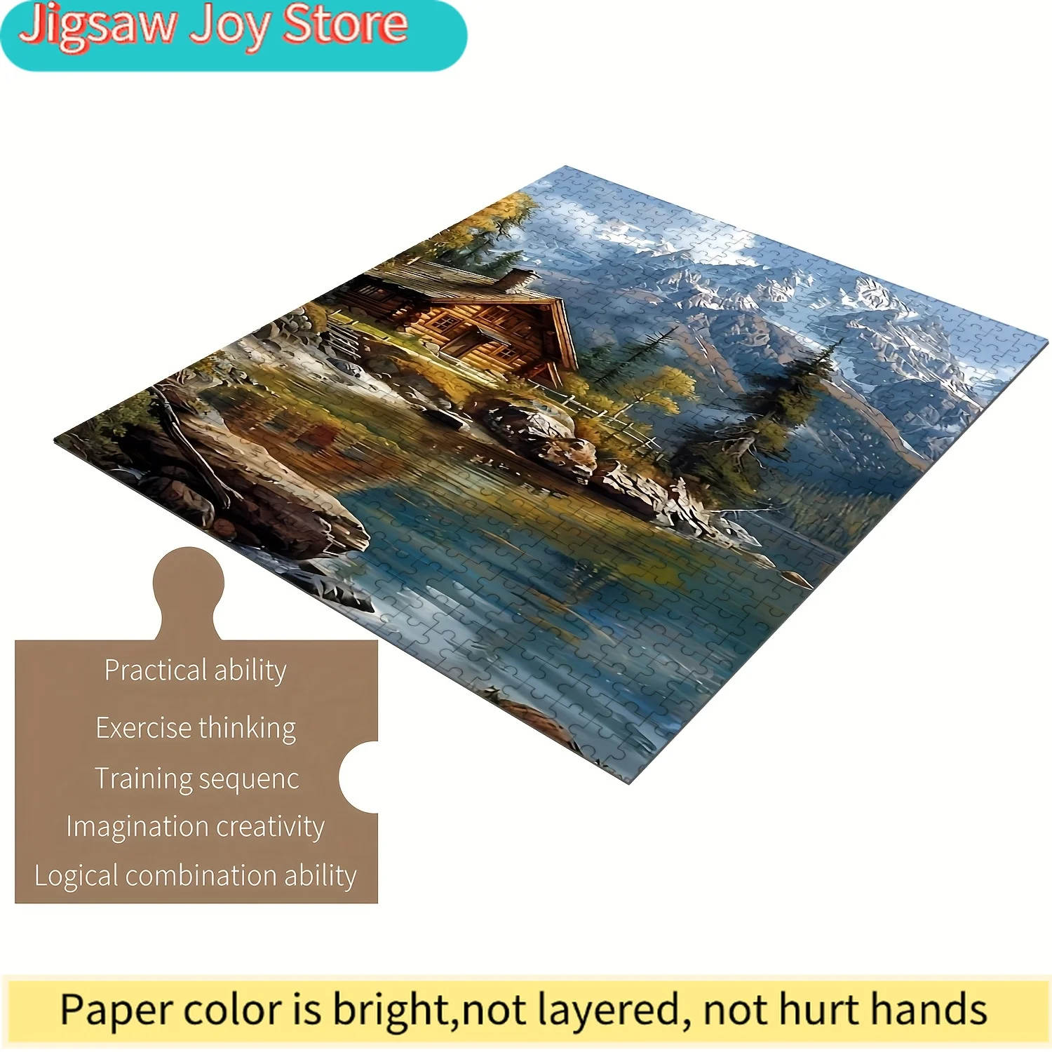 

Jigsaw Puzzle - Autumn Cabin Wooden Puzzle with Scratch-Resistant Pieces, Portable Intermediate Challenge for & Families, Enh