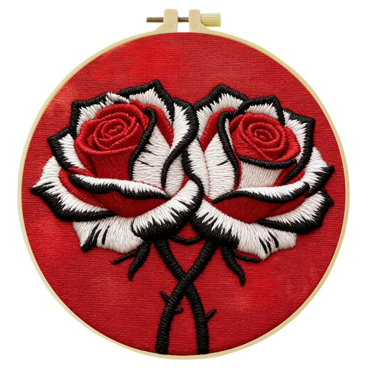 1 Stück 20X20CM/15X15CM 7,87/6,3 Zoll Rosenblumen-Stickerei-Starter-Kit DIY-Kit DIY-Stickerei-Set Handarbeiten Nähkunst – Detail 3