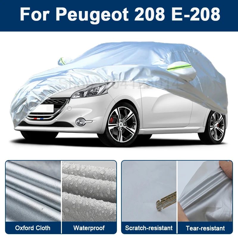 

Outdoor Full Car Cover For Peugeot 208 E-208 with Reflective Strips Waterproof Snowproof Dustproof UV Protection