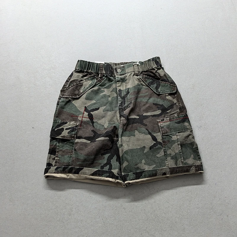 

Men's Casual Camouflage orts Pure Cotton Thi Five-Quarter Length Loose Vintage Workwear Multi-ket Faionable Urban Sle
