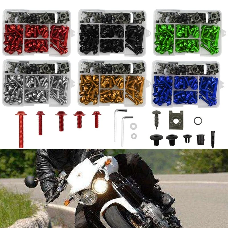

Fit For Kawasaki Z900 Z750 Z800 Z650 Z1000 177PCS Motorcycle Windscreen Fairing Bolts Kit Universal Bodywork Fairing Bolt Kit