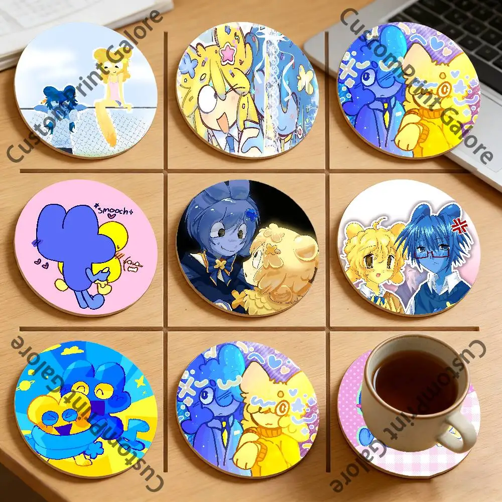 

B-BFDI Four and X 4x Eco-Friendly Pine Coasters HD Print Design Non-Slip, Heat-Resistant Table Protection