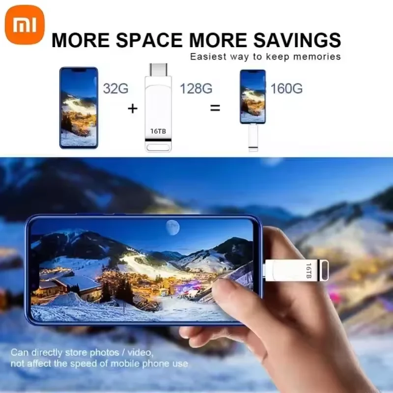 Xiaomi 16 تيرا بايت USB 3.2 محركات أقراص فلاش عالية السرعة نقل المعادن بندريف بطاقة الذاكرة بندريف فلاش القرص ذاكرة عصا مقاومة للماء