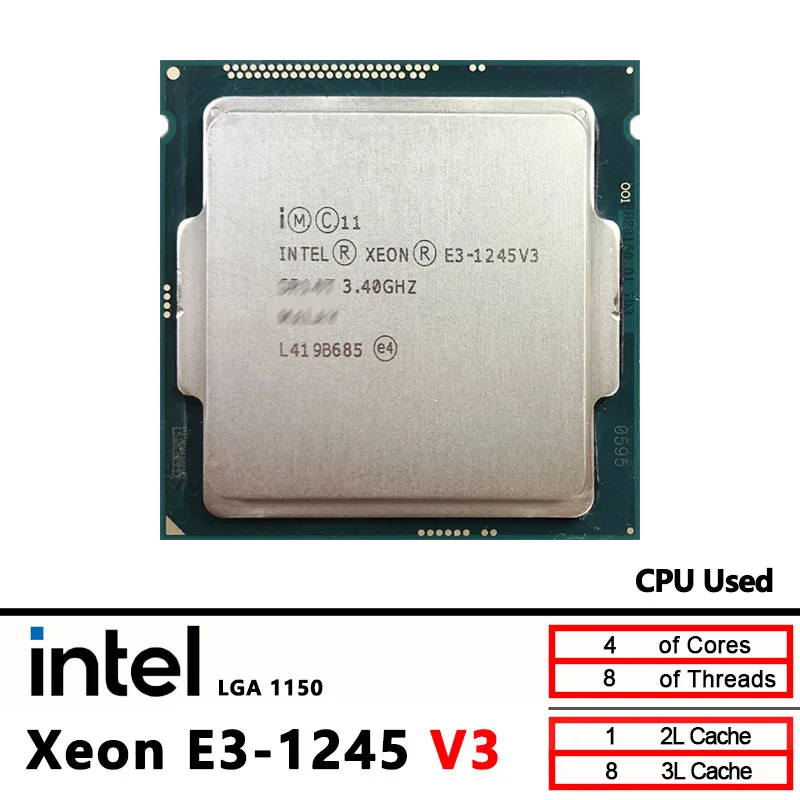 

Intel Xeon E3 1245V3 E3-1245 V3 Используемый процессор Четырехъядерный восьмипоточный процессор 8M 84W LGA 1150