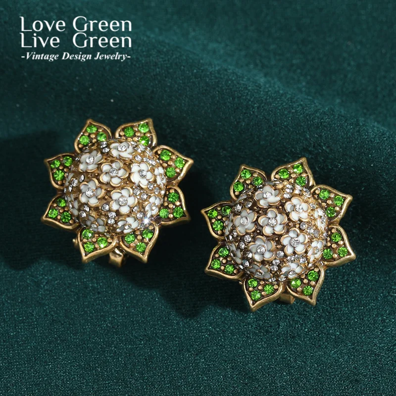 

Vintage Lilac Flower Stud Earrings Woman Accessories Gold Color Rhinestone Birthday Girl Gift Luxury Jewelry Designer 2025 New