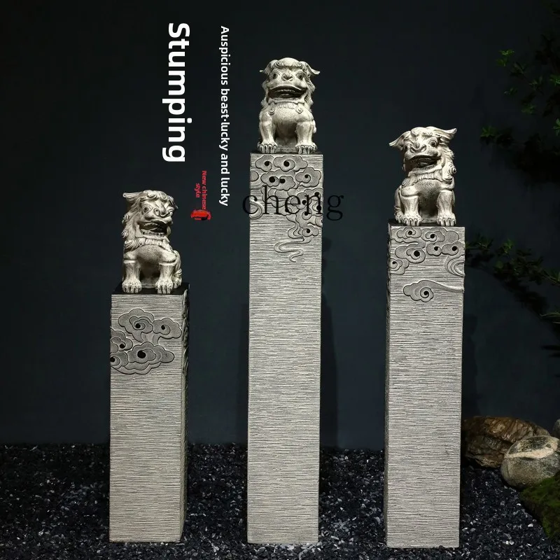 

ZC entrance ornament entry door decoration office imitation stone carving unicorn Pixiu floor lion pair of Chinese style