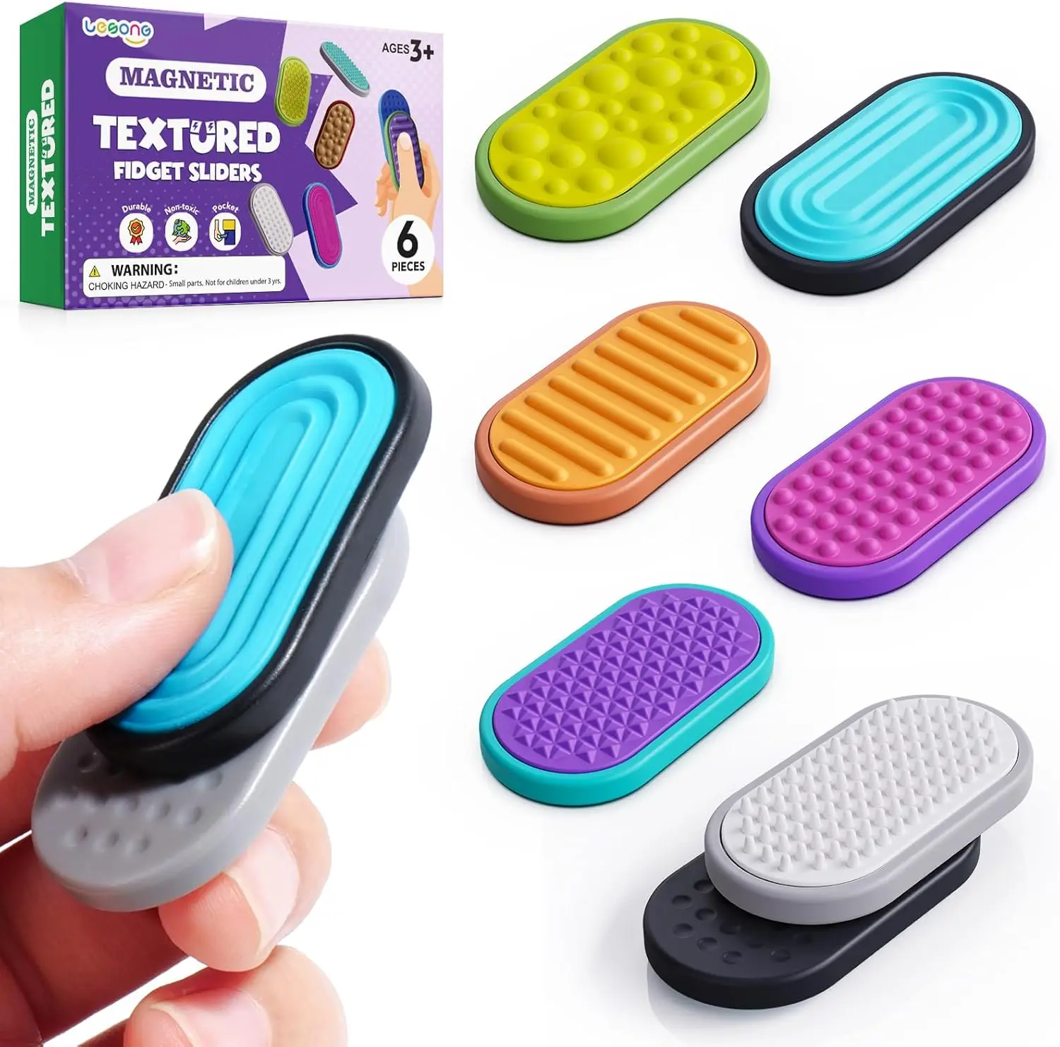 Magnetic Fidget Toys for Adults,Textured Sensory Toys Anxiety Relief, Stress Fidgets Sliders for Stocking Stuffer Christmas Gift