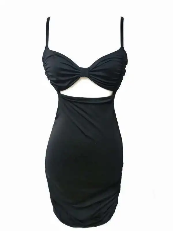 WOMENGAGA 2023 Sexy Scollo A V Mostra Petto Piega Nightclub Vestito Della Cinghia Elegante Per Le Donne Dolce Moda Donne Coreane 2023 Nuovo J8EL