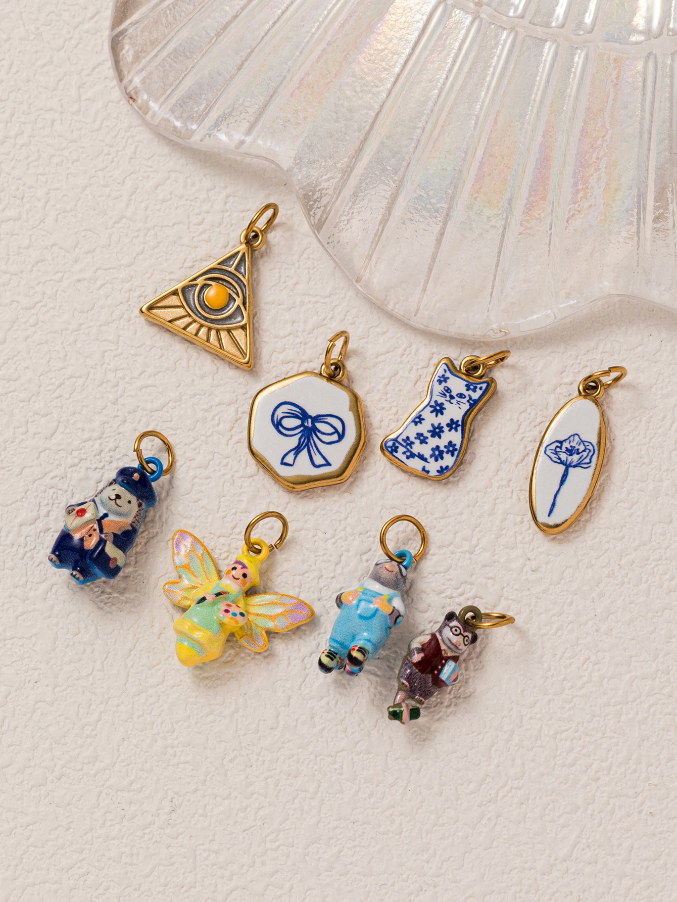 Edelstahl Minimalistische Niedliche Tier-Serie Katze Glühwürmchen DIY Anhänger Charms Schmuckherstellung – Detail 2