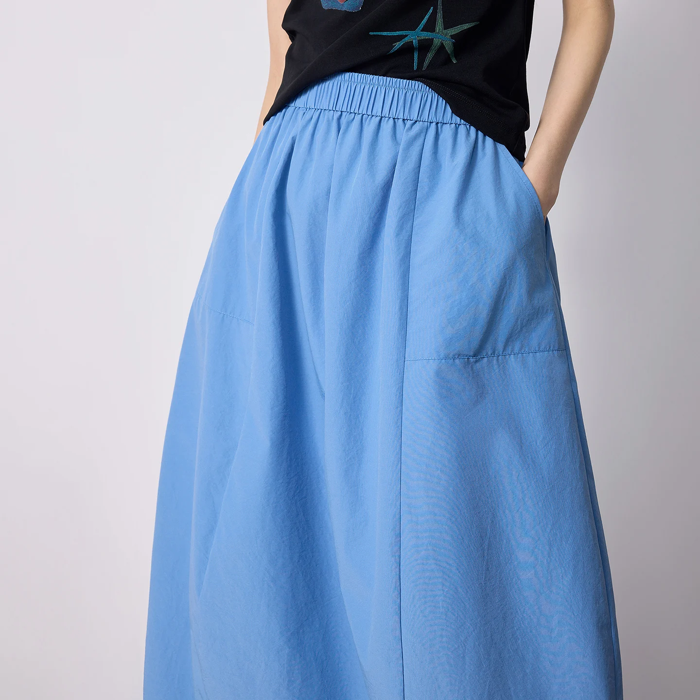 Women's High-Waist Wrinkled Cocoon Skirt - Summer