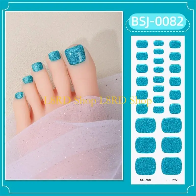 L8RD Solid Color Toenail Polish Strips Toenail Stickers Full Wraps Semi Cured Gel Toenail Strips DIY Toe Wraps