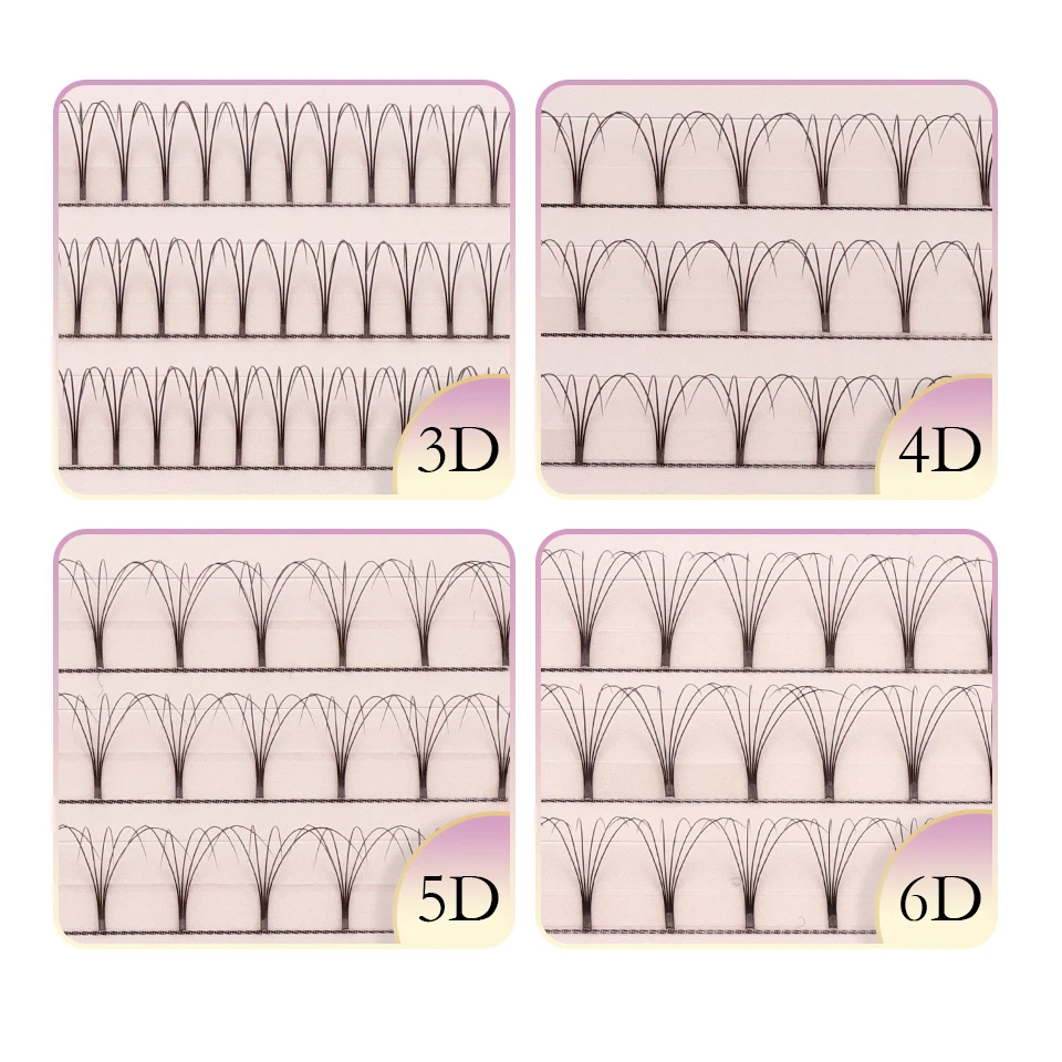 AGUUD-3D / 4D / 5D / 6d pestañas grandes prefabricadas rusas alargan pestañas largas y cortas prefabricadas en forma de abanico C / D pestañas