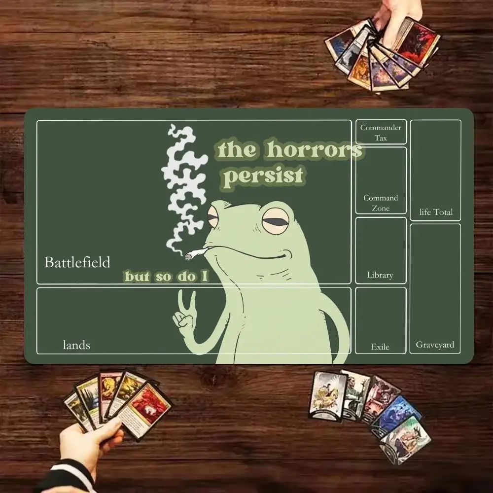 Cute green frog Mouse Pad 350*600 Card Desk Mat Large Computer Office Mousepad XL Anti-slip for MTG DTCG CCG RPG Trading Playmat