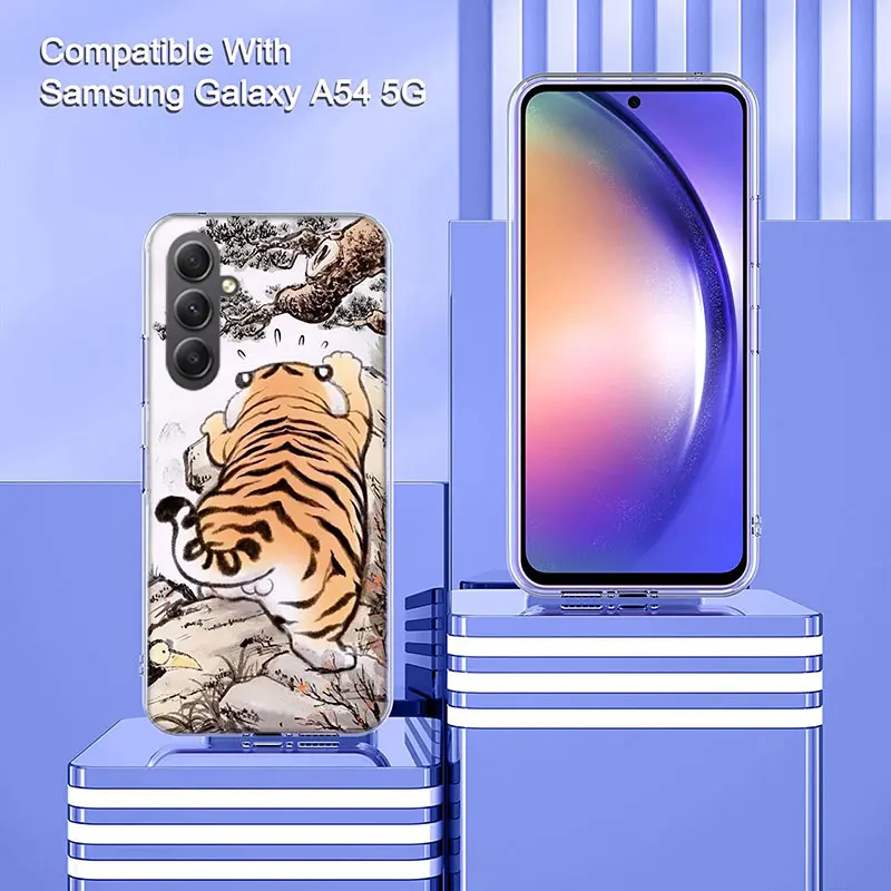 Cartoon Fat Tiger Cover Phone For Samsung Galaxy A70 A50 A40 A30 A20E A10 A71 A51 A41 A31 A21S A11 A9 A8 A6 Plus A7 A80 A90 TPU