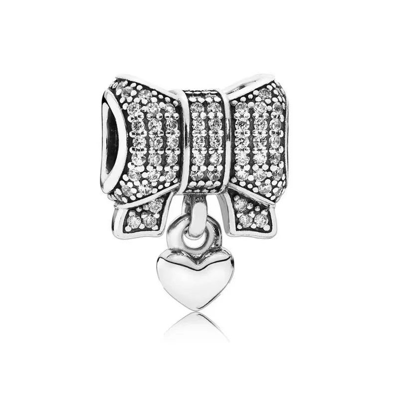 Authentic Fine Female Fashion Bow High Heels Dress Charm Beads Fit Original 925 Sterling Silver Bracelet DIY Women Jewelry Gifts