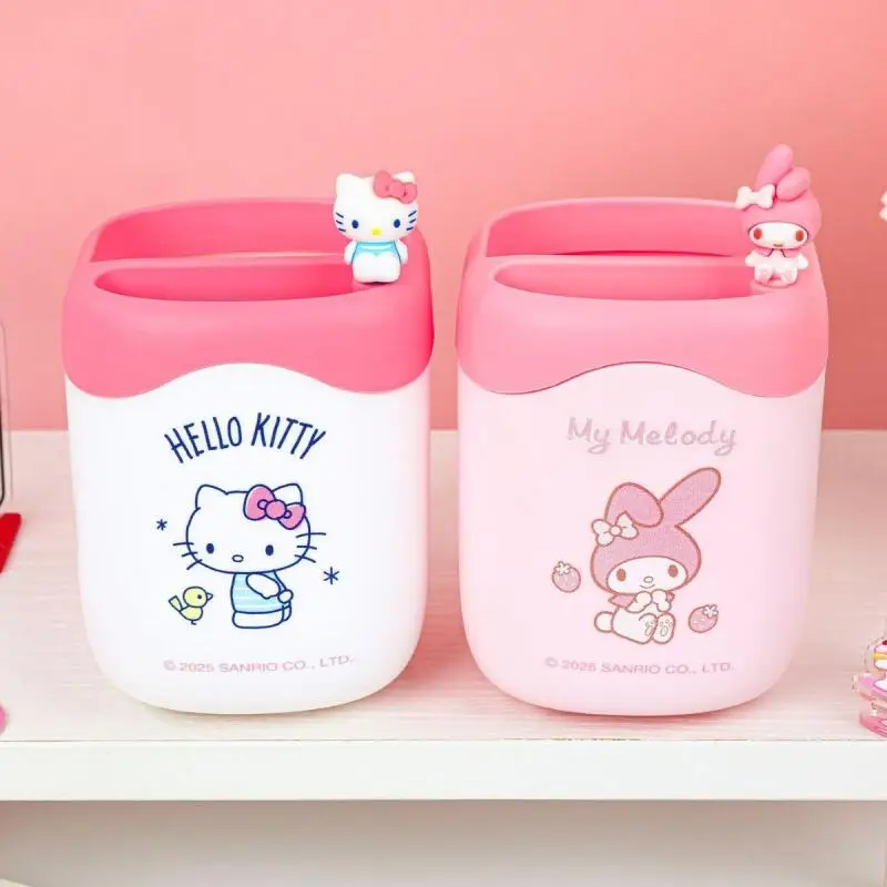 

Милый держатель для ручек Sanrio Hello Kitty Melody, мультяшный настольный ящик для хранения, студенческий большой вместительный креативный держатель для ручек, праздничные подарки