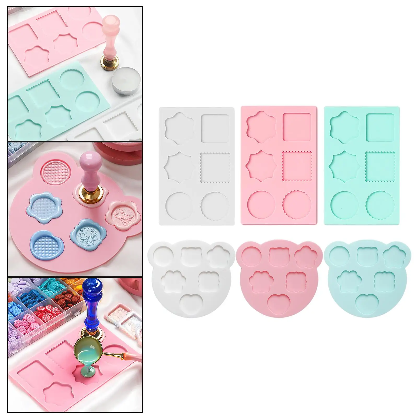 3 Pieces Wax Seal Stamp Model Wax Seal Shaping Model Auxiliary Tool Wax Sealing Pad for Card, Gift Box, Envelope Invitation