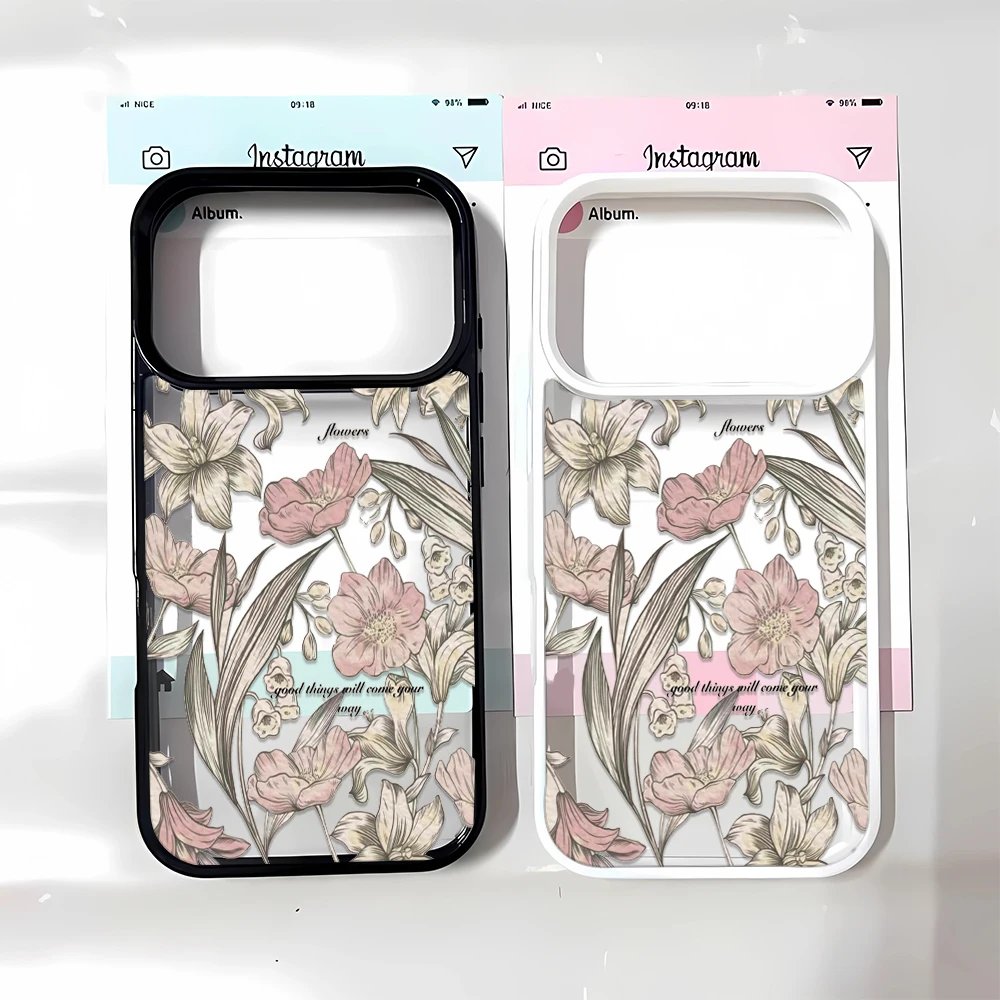 Phone Case Vintage Pattern Pink Best Flexible Soft Button Cover Grip Pastel for iPhone Air 13 16 Plus 15 11 17 Pro Max 12 14