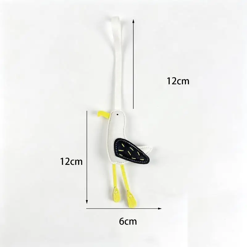 Cute Seagull PU Leather Keychain Unique Patchwork Pendant Bag Ornament for Backpack Travel Souvenir Gift