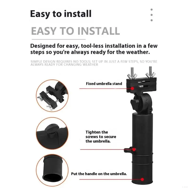 Convenient Golf Umbrella Holder Golf Cart Umbrella Stand Mounting Attachment