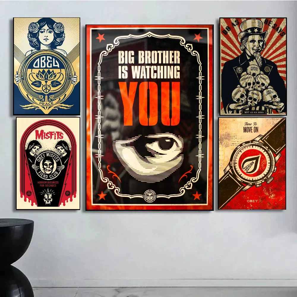 1PC Vintage Abstract Shepard Fairey Street Art Poster Paper Print Home Living Room Bedroom Entrance Bar Restaurant Cafe Art