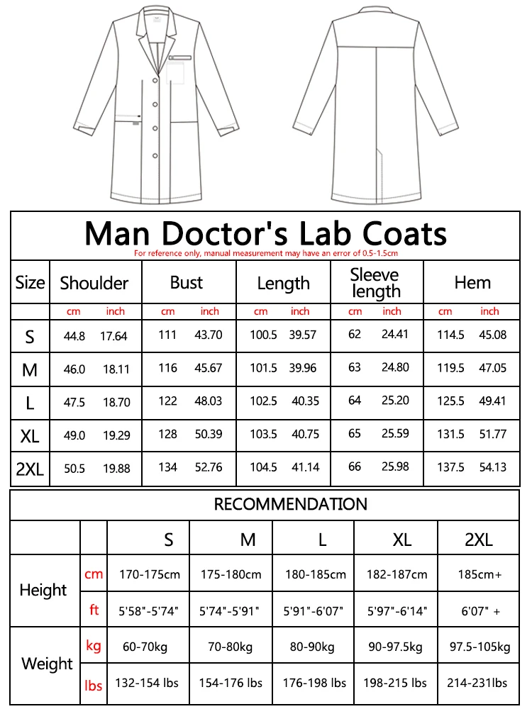 Camice Medico KUNGFU SCRUBS per Uomo, Camici da Laboratorio a Maniche Lunghe, Abbigliamento da Lavoro Medico Monopetto per Laboratori, Ospedali e Cliniche